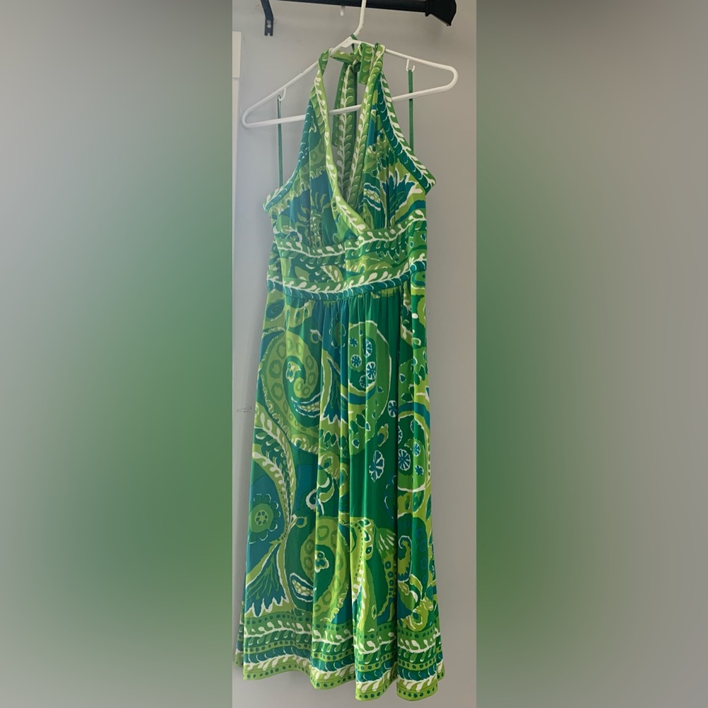 EUC JONES NEW YORK GREEN Halter Dress
